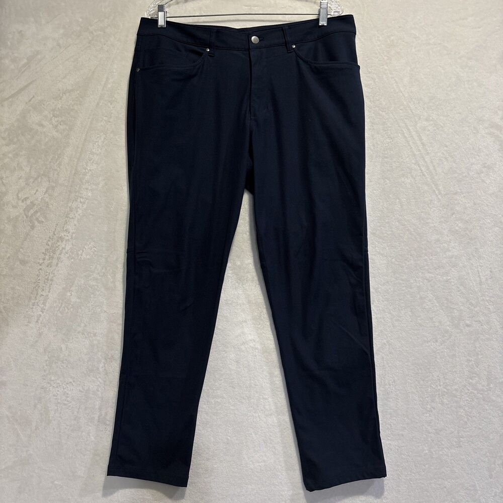 Lululemon ABC Slim Fit Pant Warpstreme Navy Blue M5AD8S Stretch Golf 35 x 28